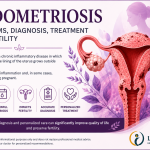 Endometriosis symptoms, diagnosis, treatment and fertility medical illustration